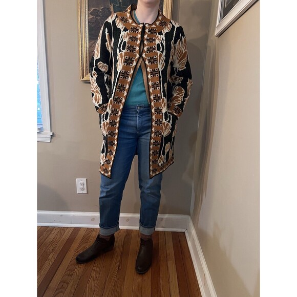 NWT Vertigo Paris Cardigan Floral Intarsia Sweater Women’s Small BOHO Cottage - Picture 10 of 11